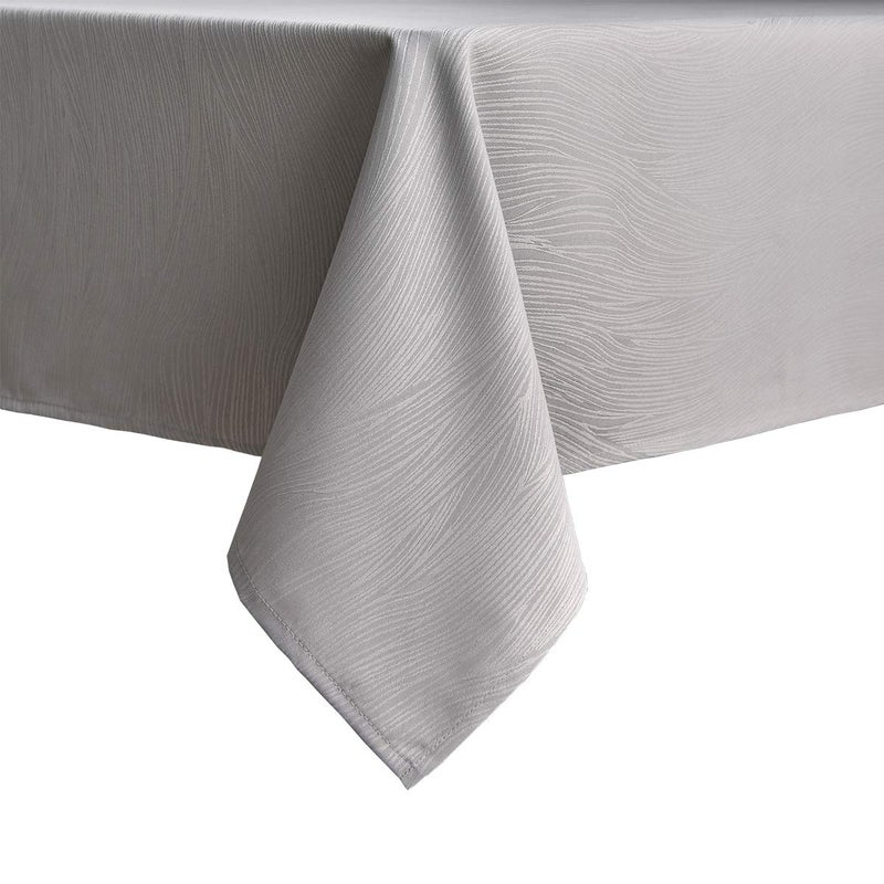 maxmill Jacquard Table Cloth Waving Pattern Water Resistant Wrinkle Resistance Heavy Weight Soft Tablecloth for Kitchen Dinning Tabletop Decoration Oblong 60 x 140 Inch Light Grey - Image 3